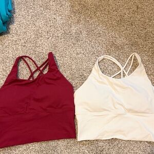 Red and White Strappy Sports Bras